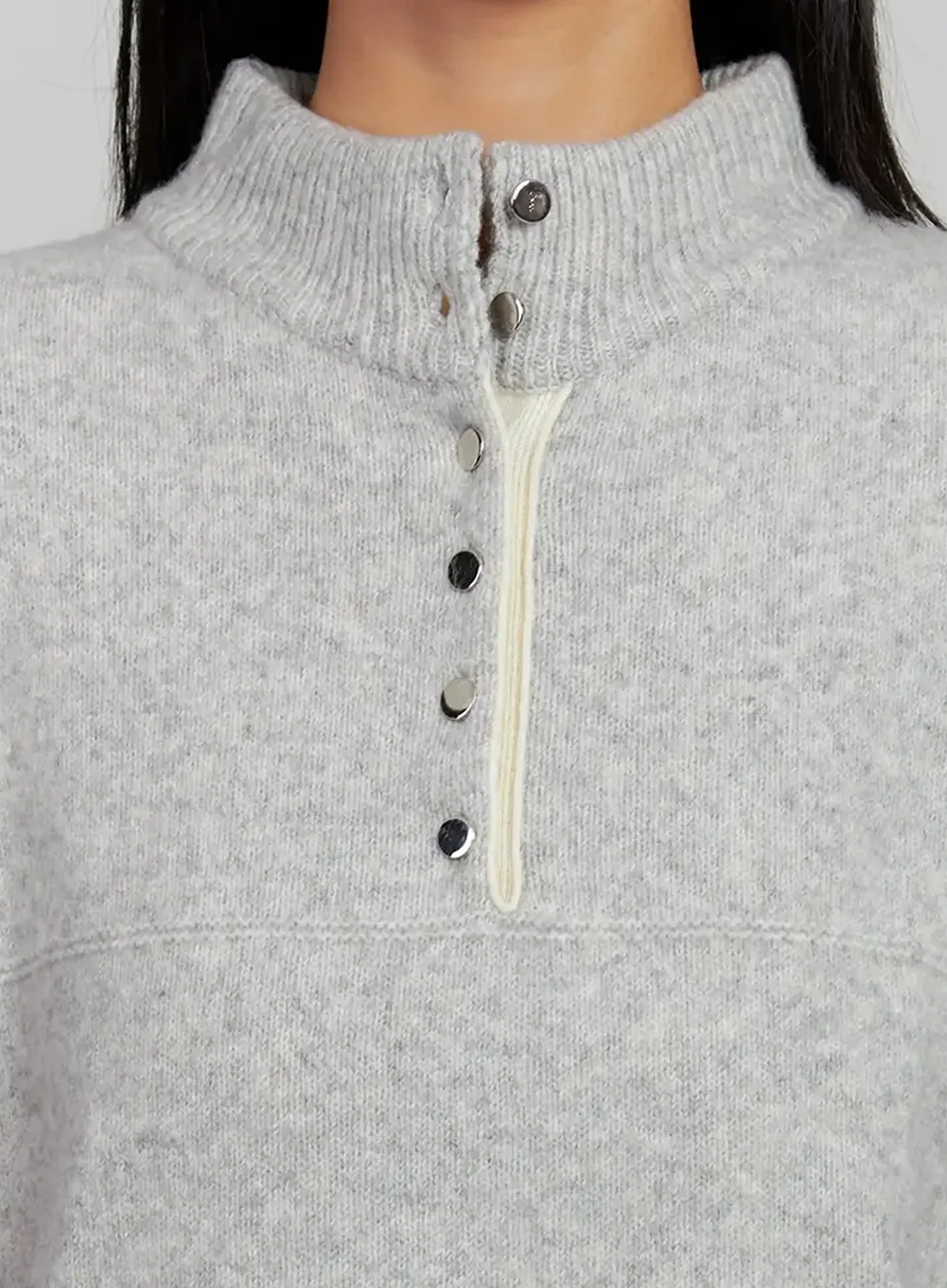 Contrast Collar Knit Top IJ505 - Image 3