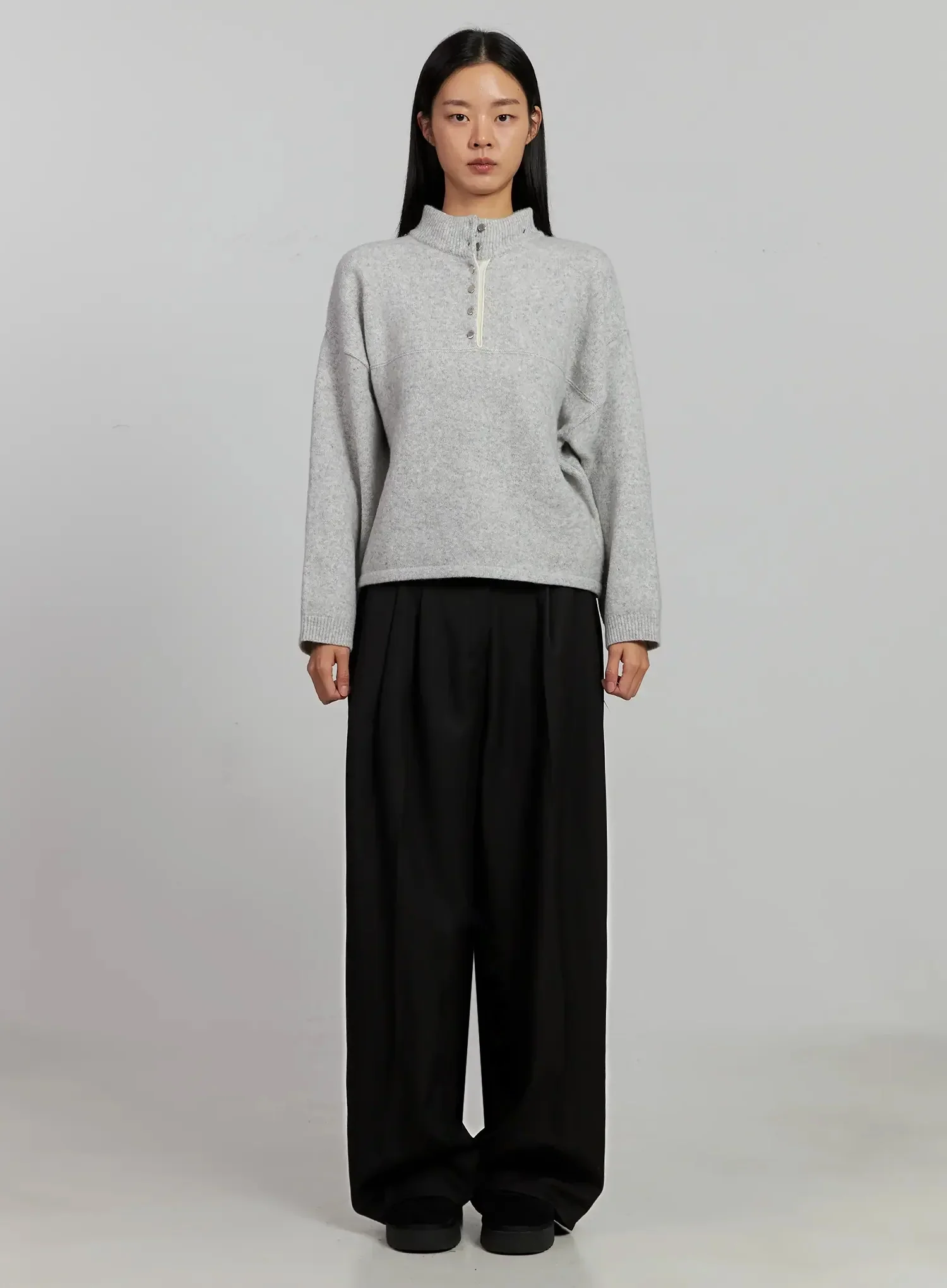 Contrast Collar Knit Top IJ505 - Image 4