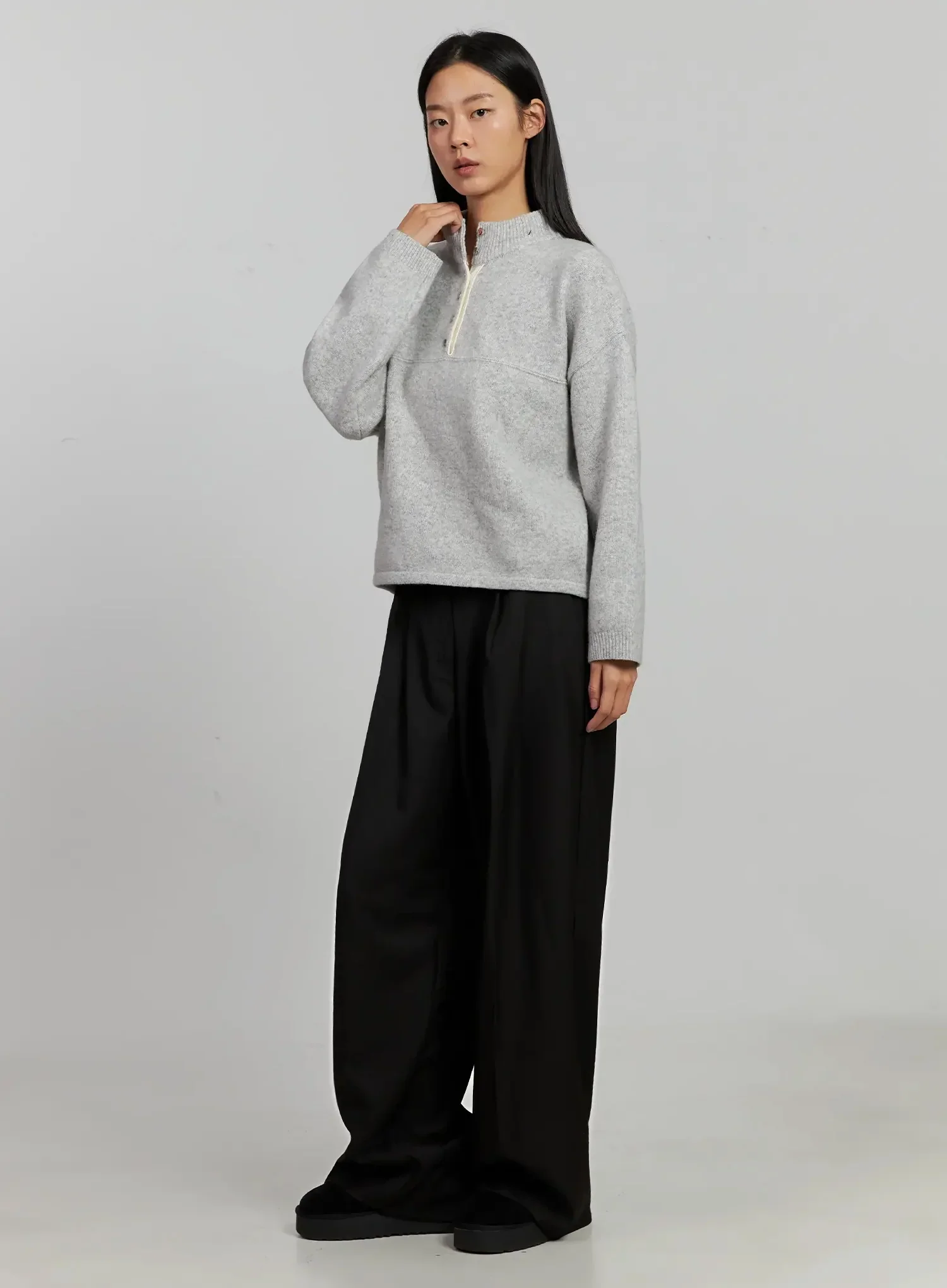 Contrast Collar Knit Top IJ505 - Image 8