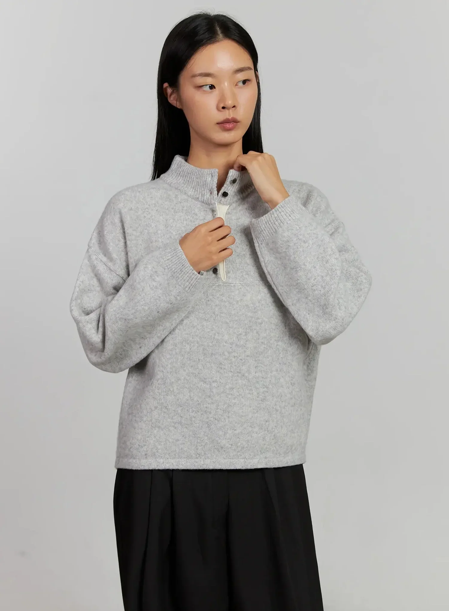 Contrast Collar Knit Top IJ505 - Image 9