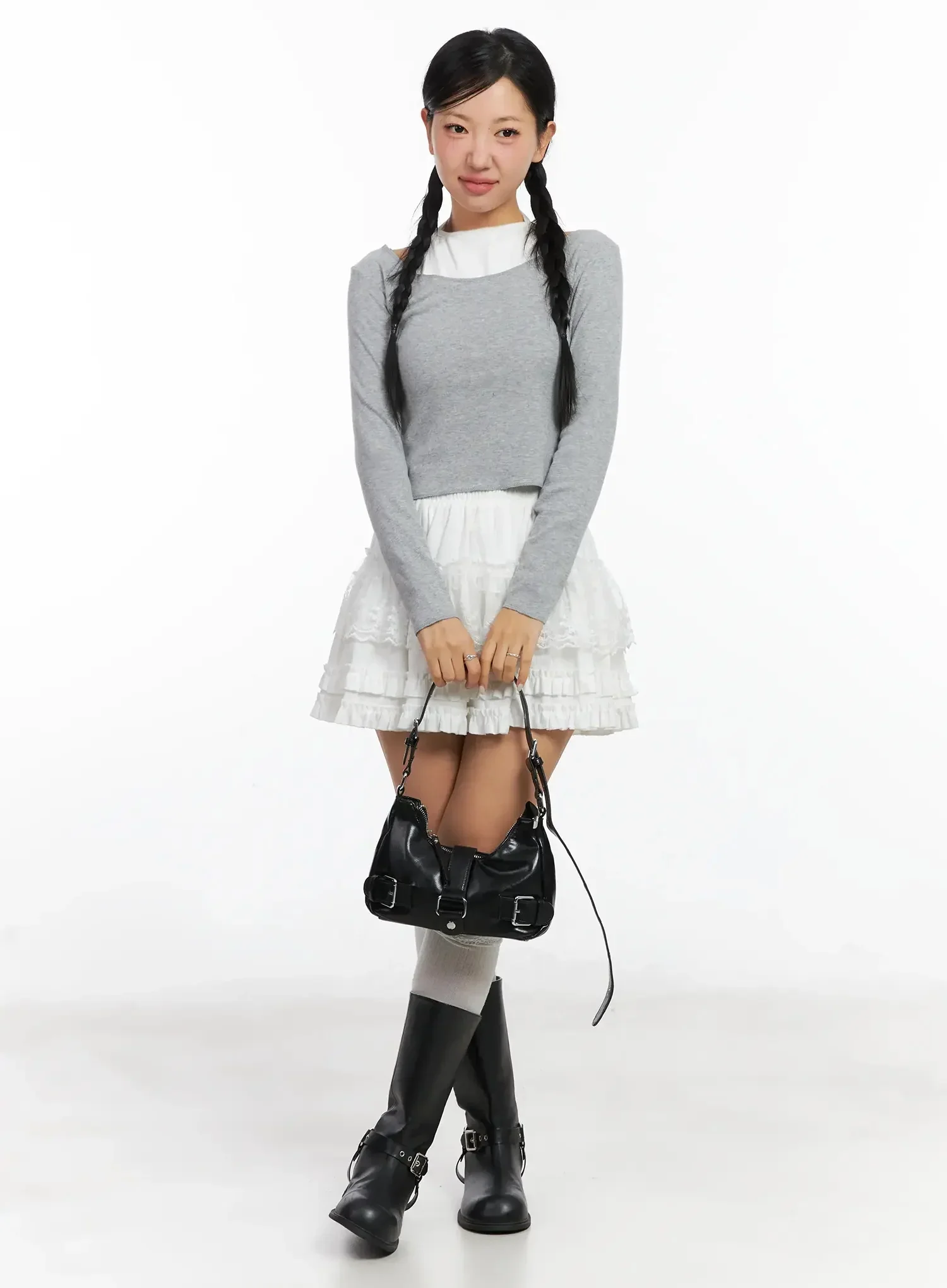 Contrast Halter Layered Crop Top IN528 - Image 11