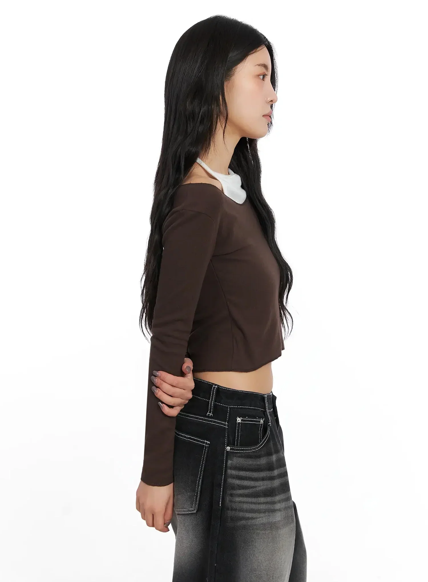 Contrast Halter Layered Crop Top IN528 - Image 6