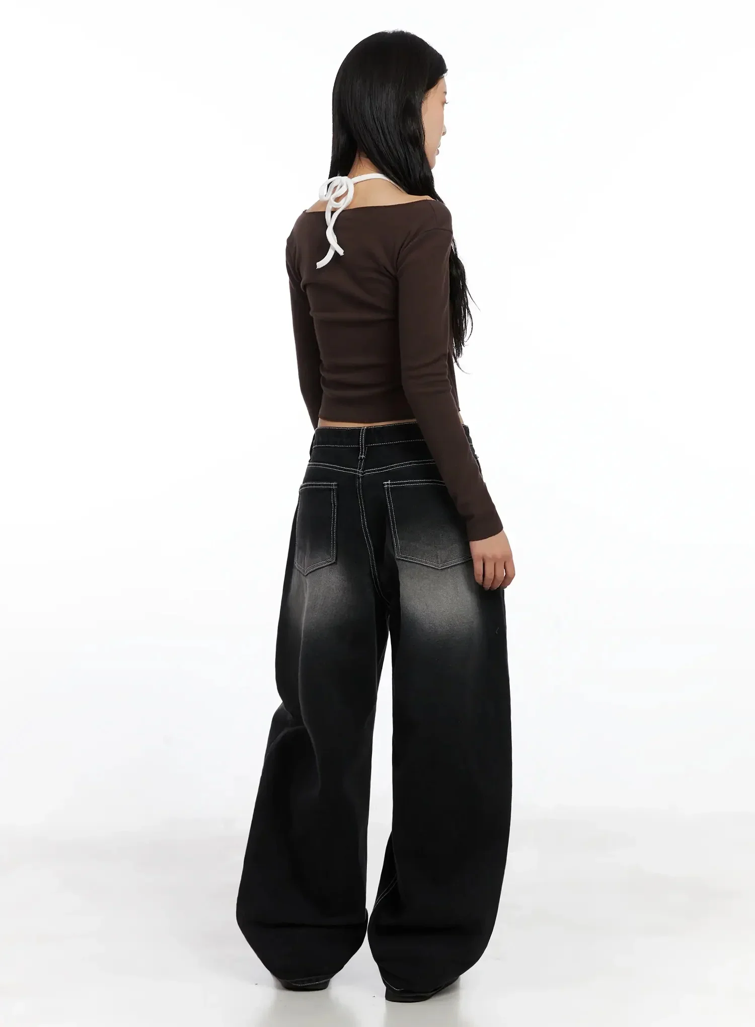 Contrast Halter Layered Crop Top IN528 - Image 9