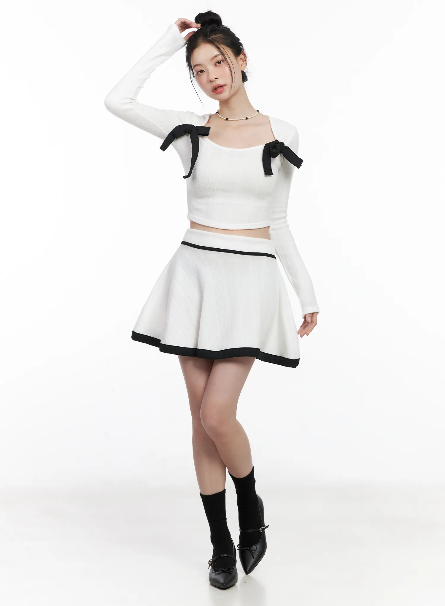Contrast Ribbon Two-Piece Set CJ520 - Image 13
