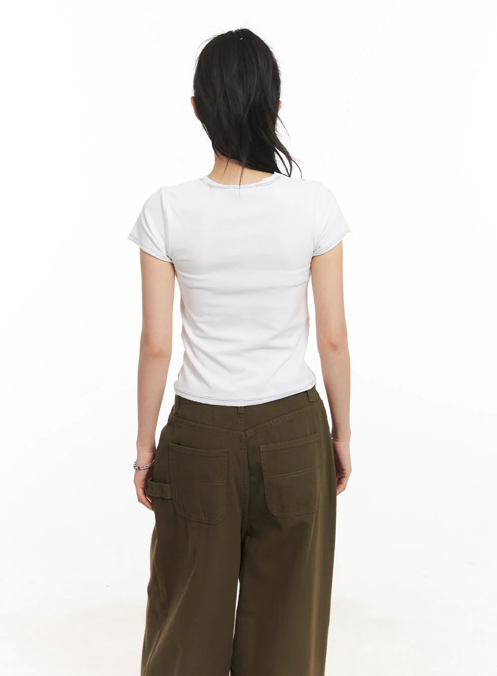 Contrast-Stitch Crop Tee CA514 - Image 6