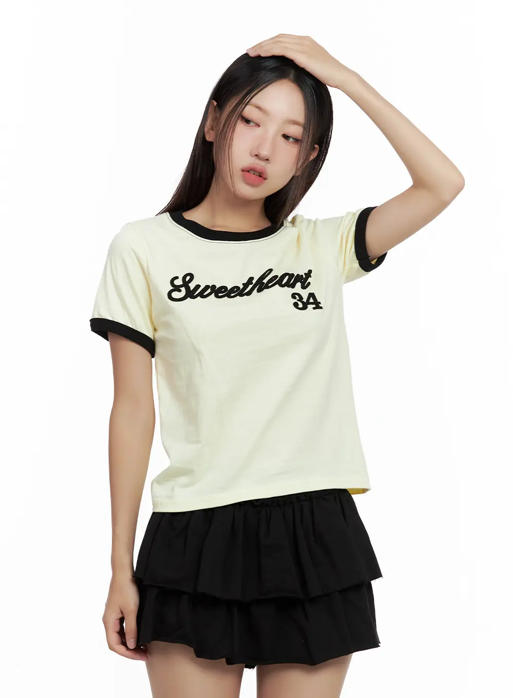 Contrast Text Cropped Tee CL508 - Image 10