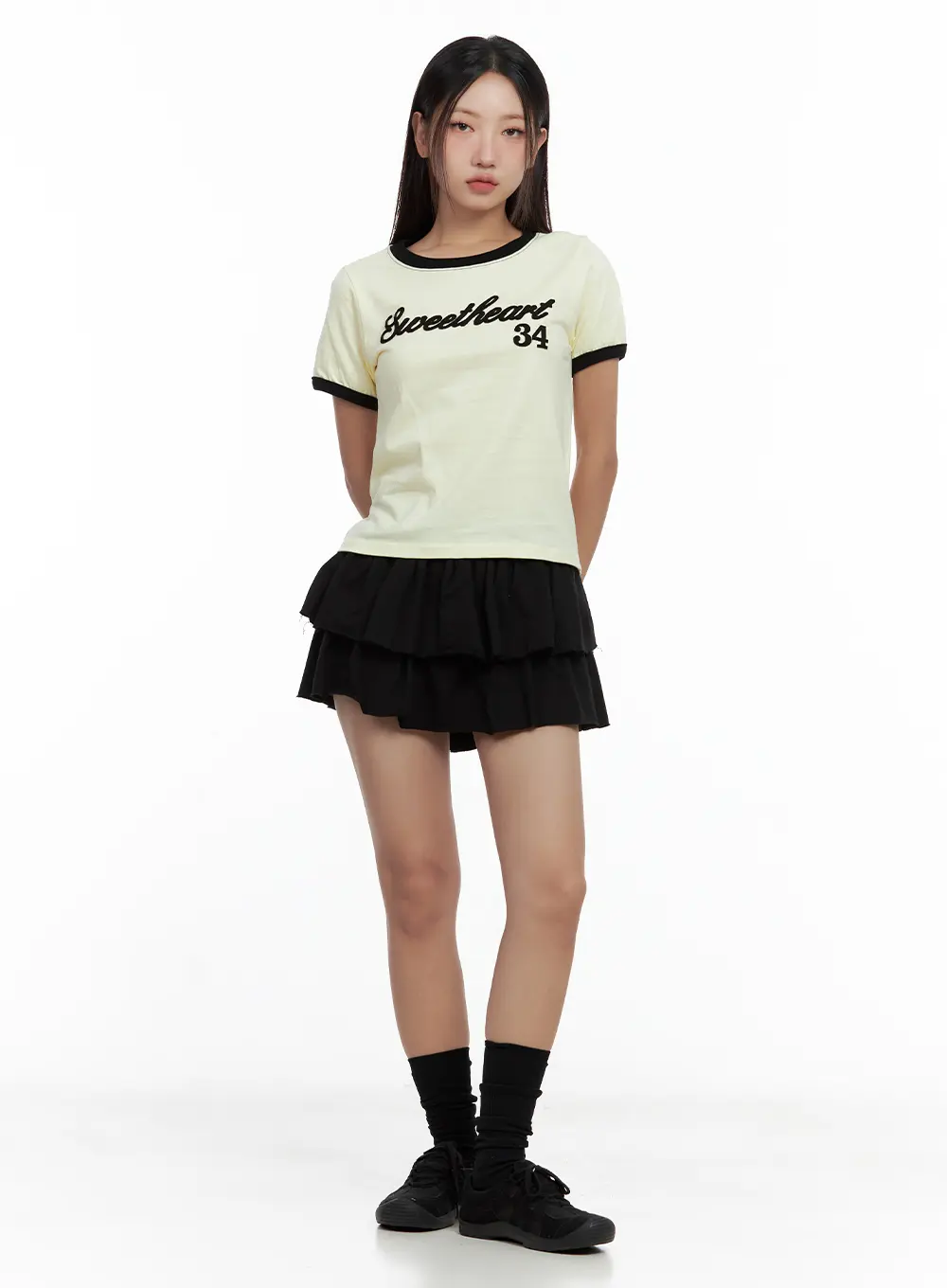 Contrast Text Cropped Tee CL508 - Image 3