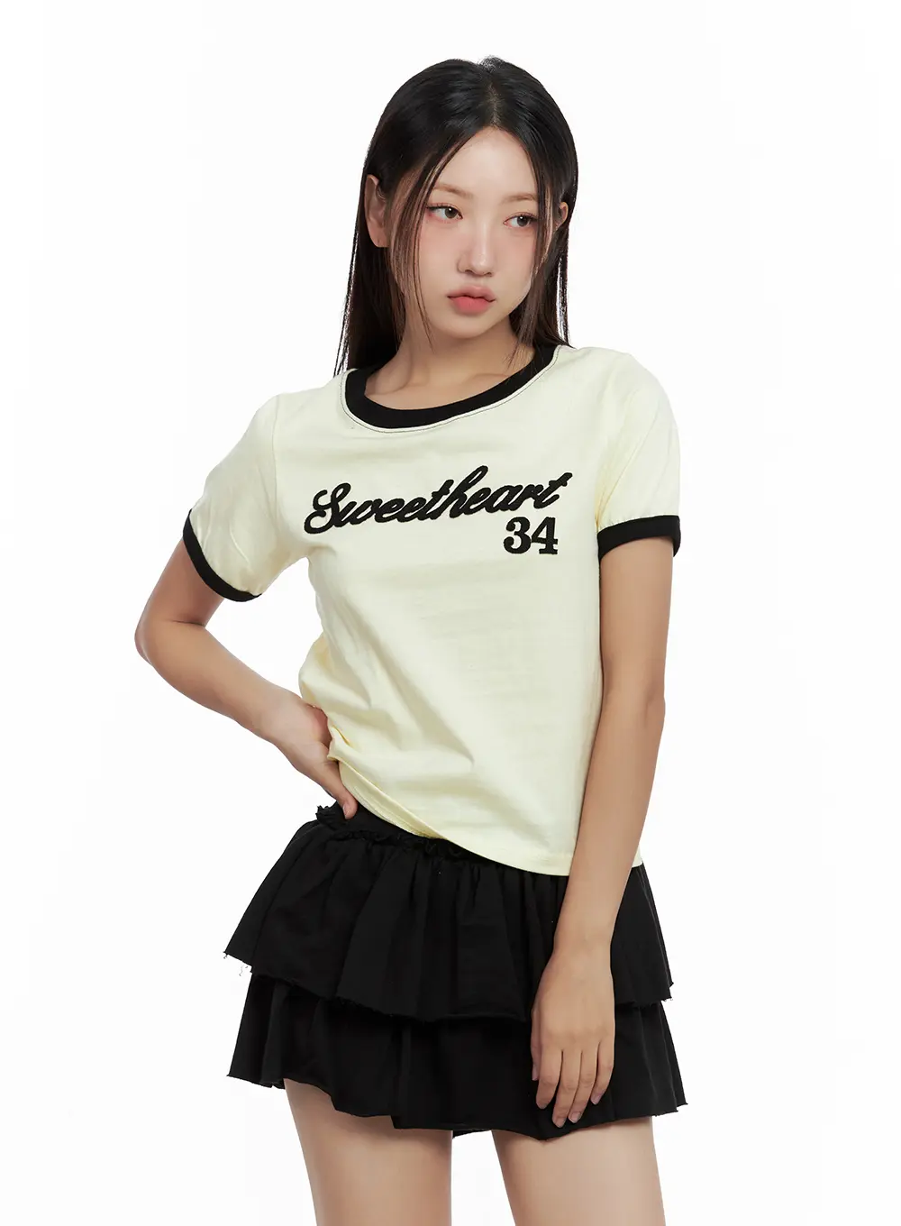 Contrast Text Cropped Tee CL508 - Image 6