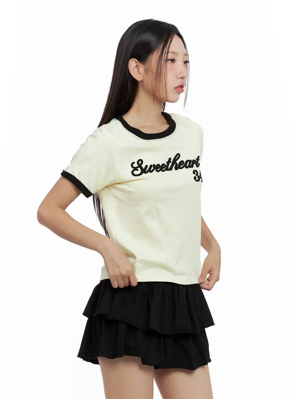 Contrast Text Cropped Tee CL508 - Image 7