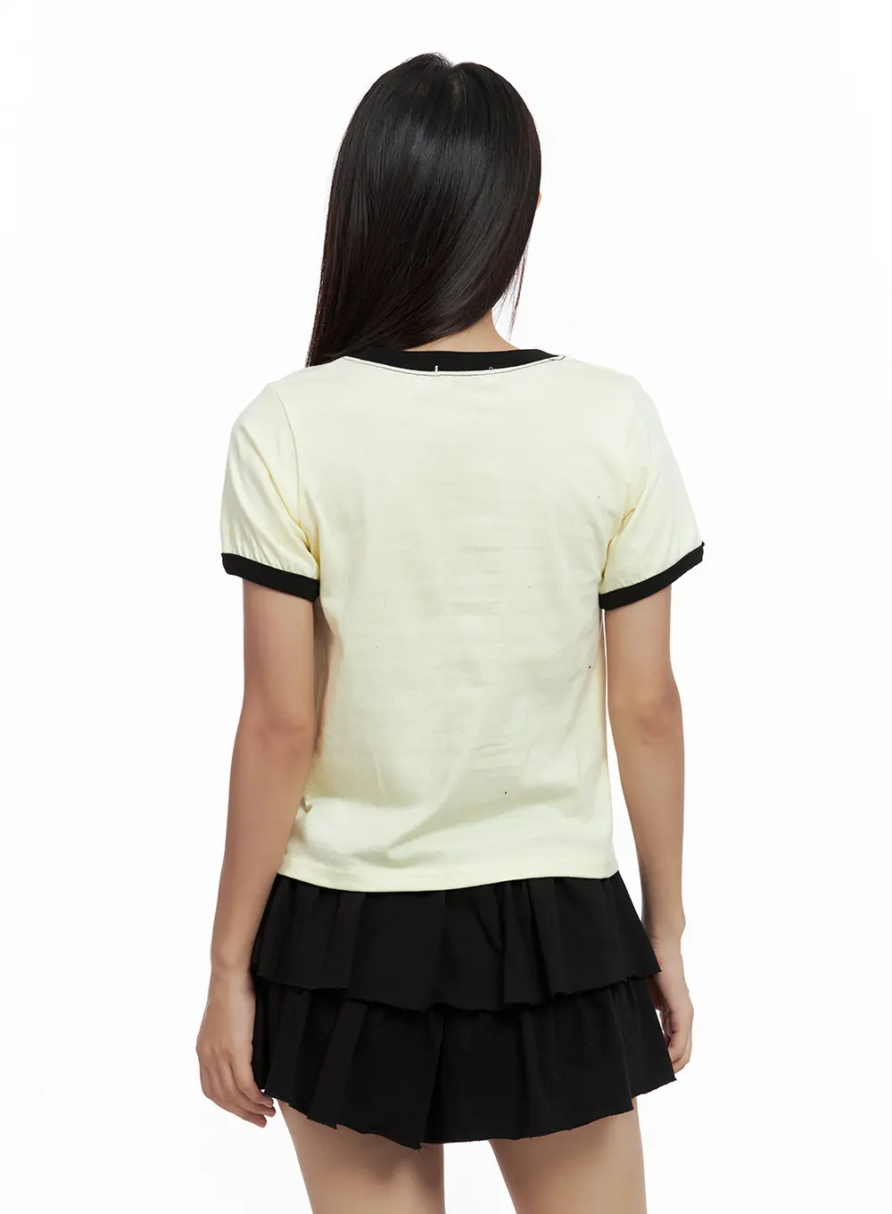 Contrast Text Cropped Tee CL508 - Image 8