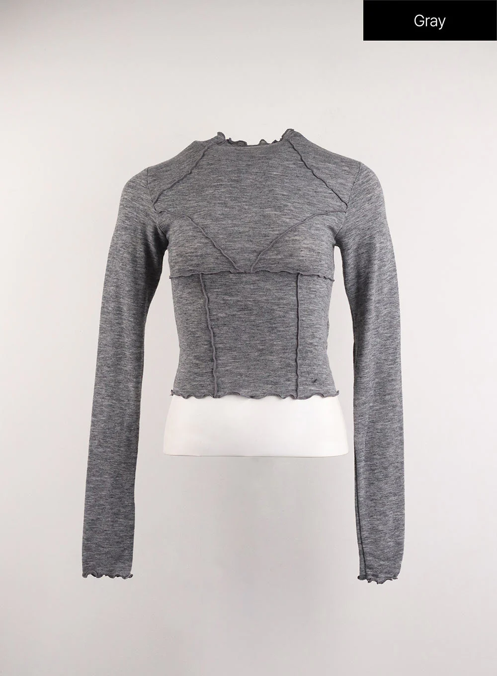 Contrasting Binding Turtleneck Long Sleeve Top CJ415 - Image 10