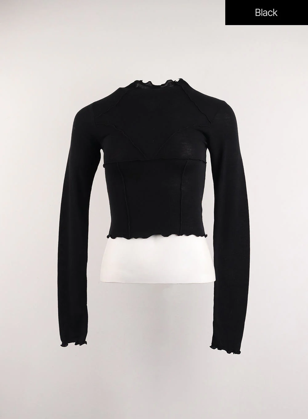Contrasting Binding Turtleneck Long Sleeve Top CJ415 - Image 11