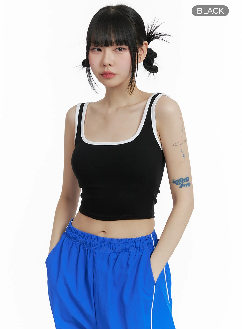 Contrasting Round Neck Tank Top OM426 - Image 7