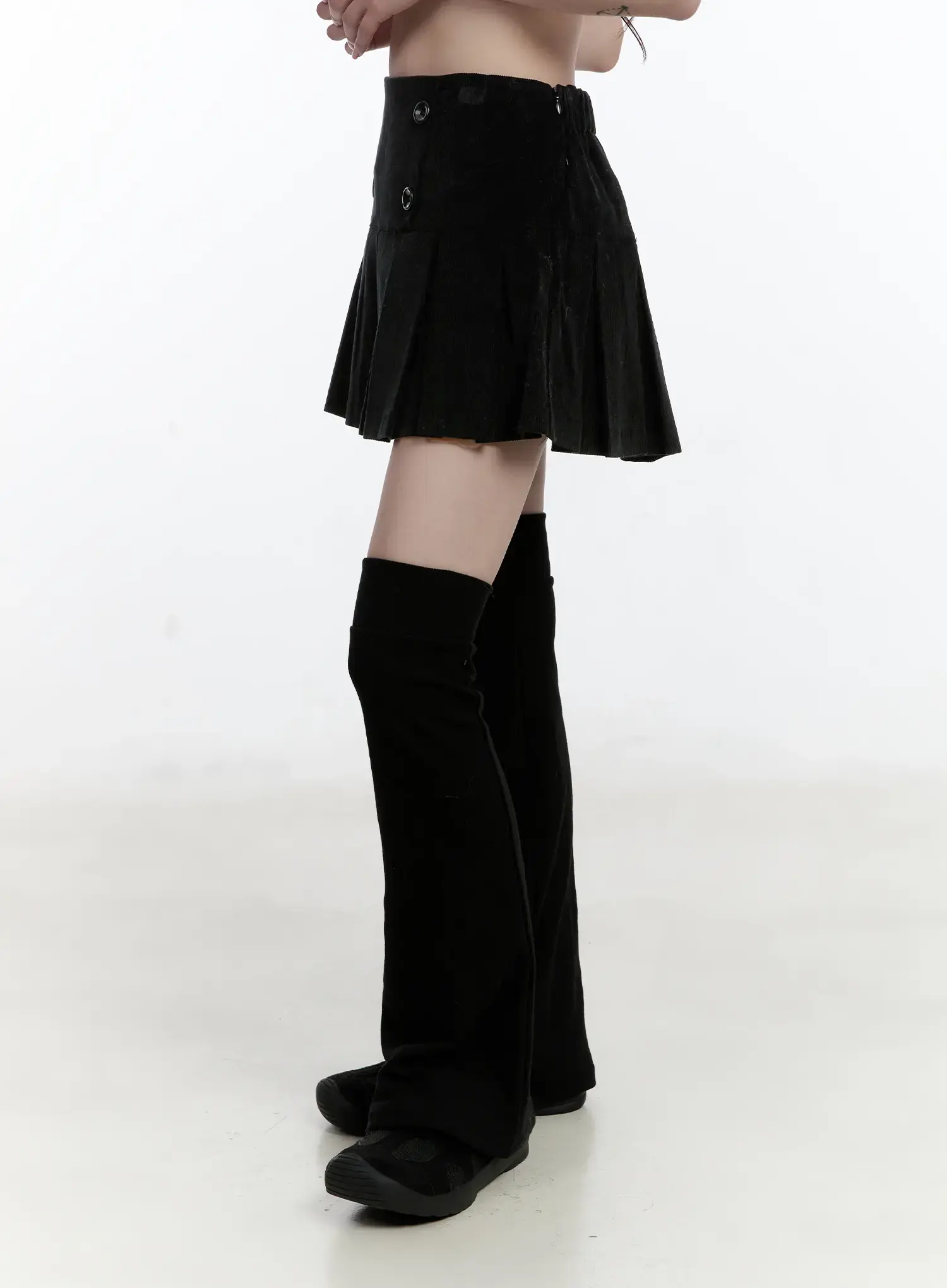 Corduroy Button Pleated Mini Skirt CN525 - Image 4
