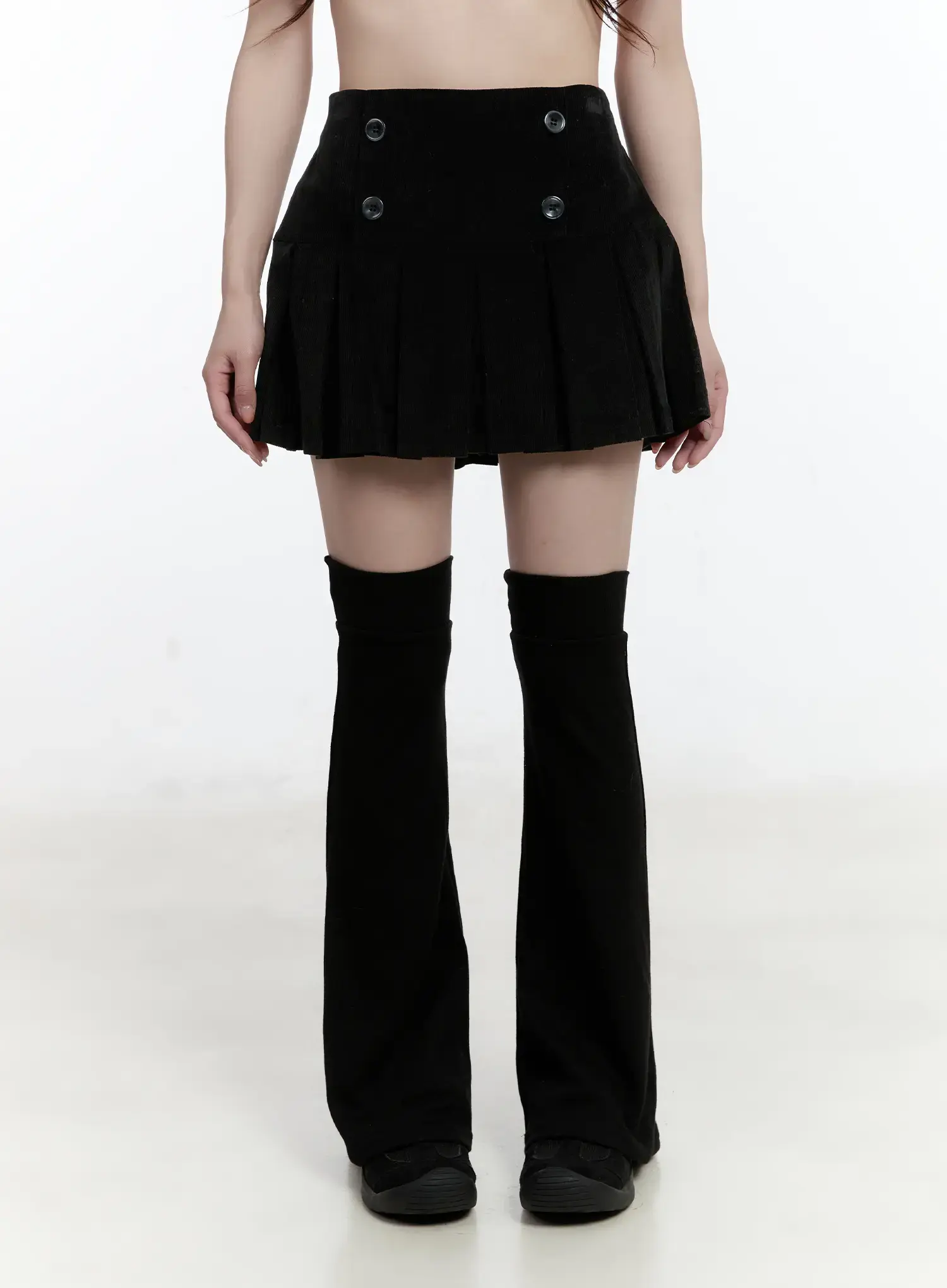 Corduroy Button Pleated Mini Skirt CN525 - Image 9