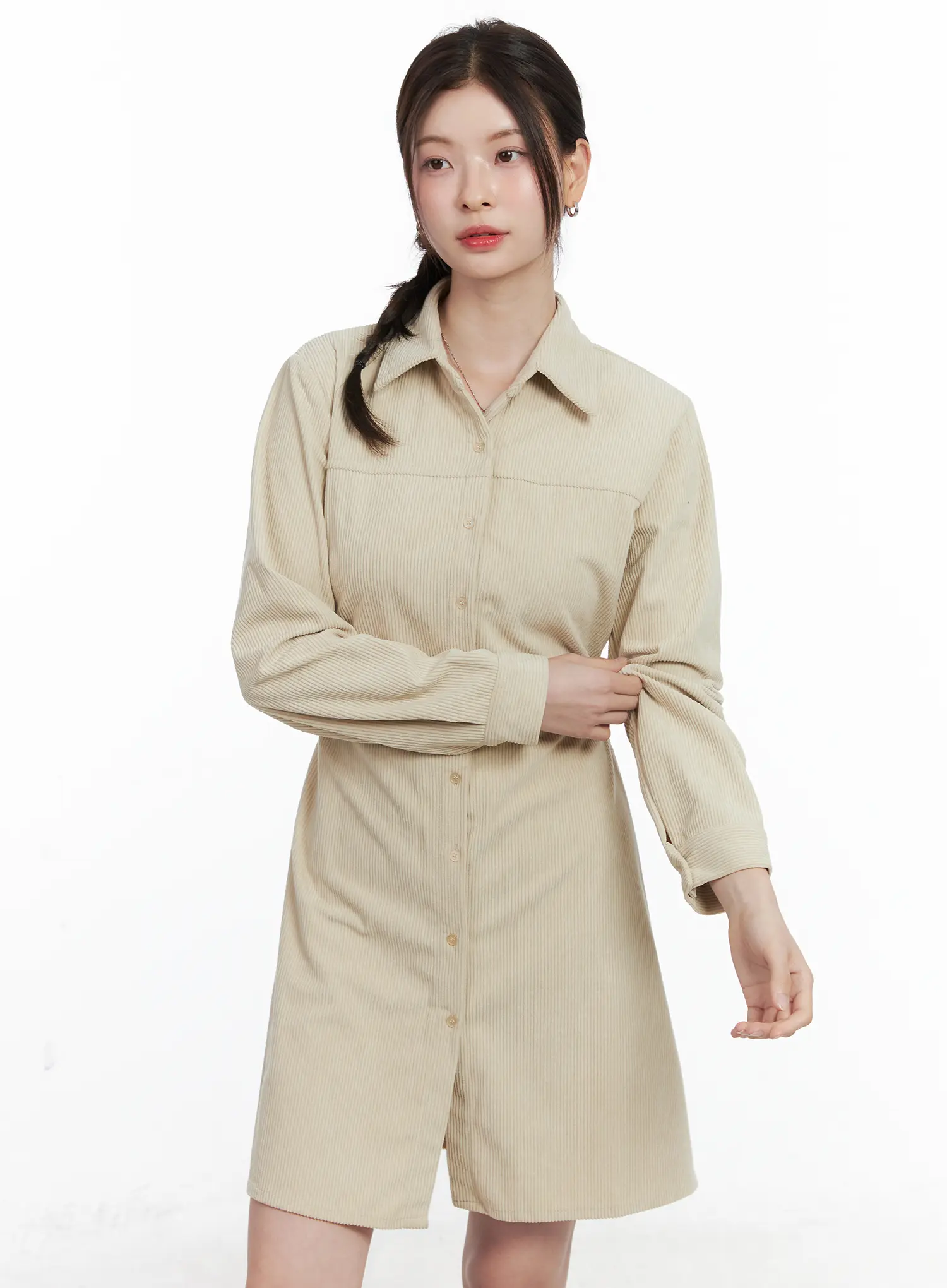 Corduroy Button-Up Mini Dress CN518