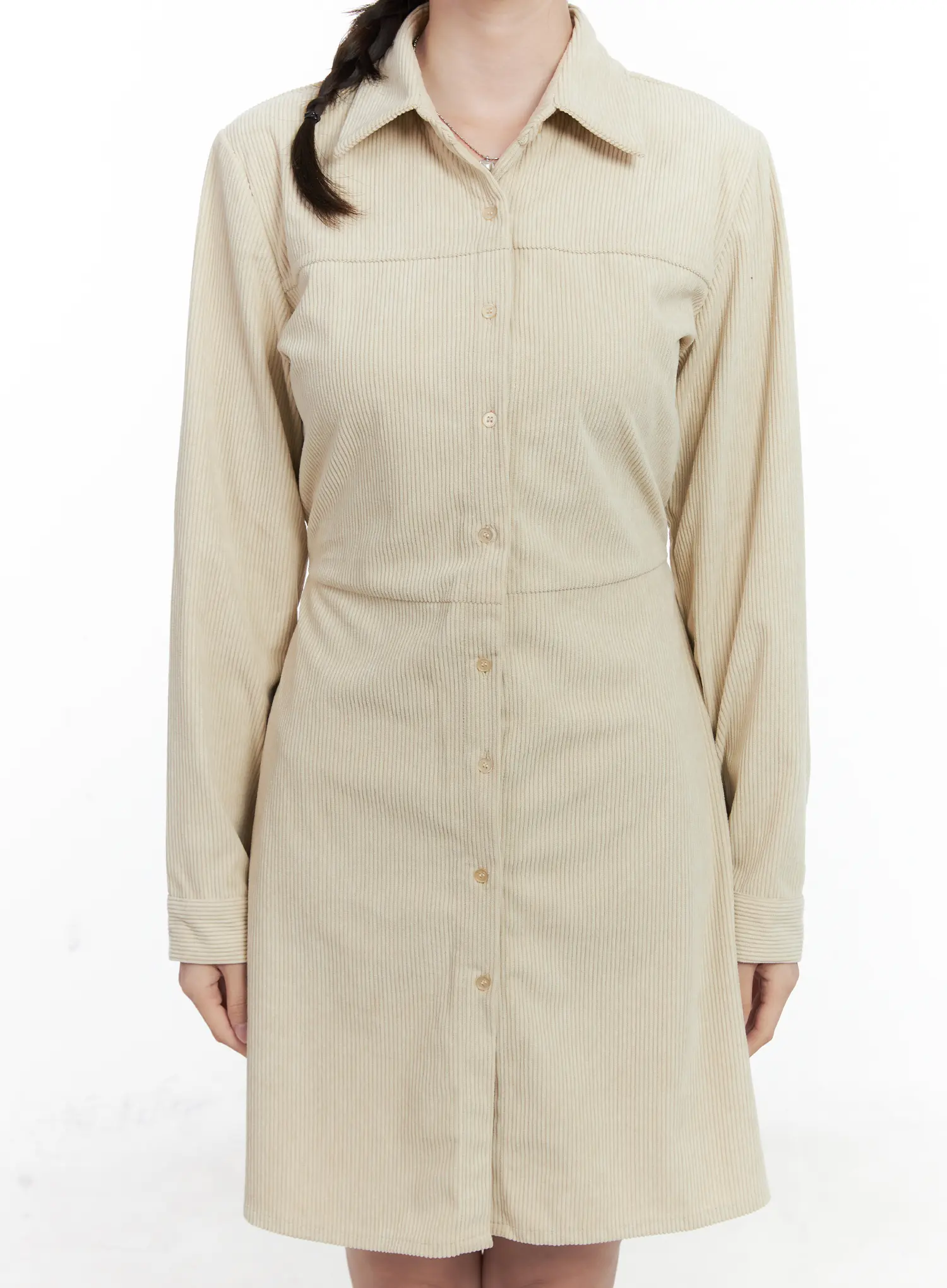Corduroy Button-Up Mini Dress CN518 - Image 3