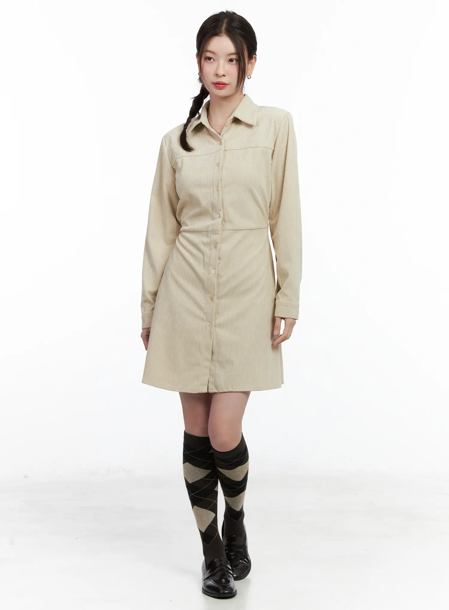 Corduroy Button-Up Mini Dress CN518 - Image 6