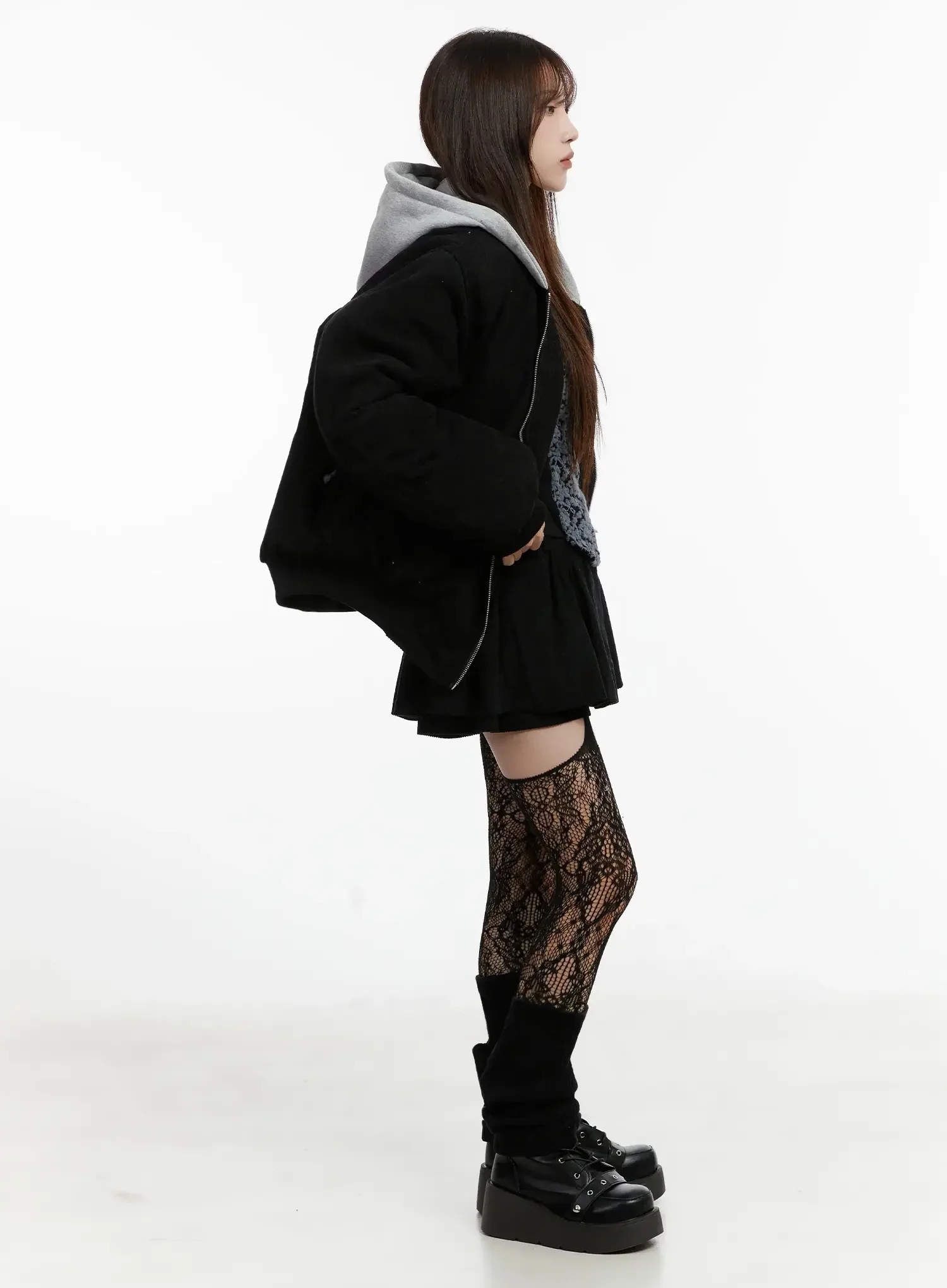 Corduroy Hooded Bomber Jacket IJ521 - Image 10