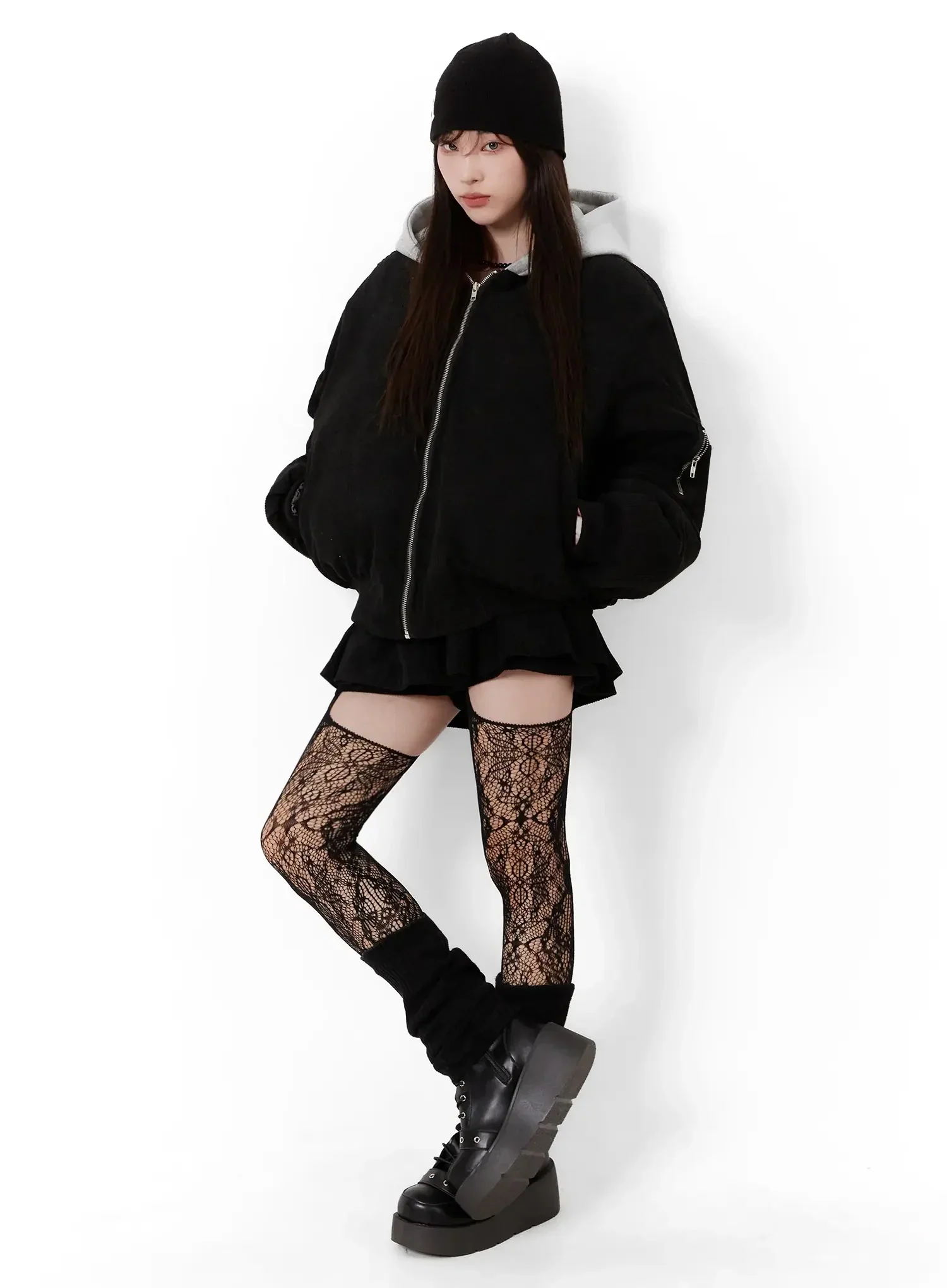 Corduroy Hooded Bomber Jacket IJ521 - Image 3