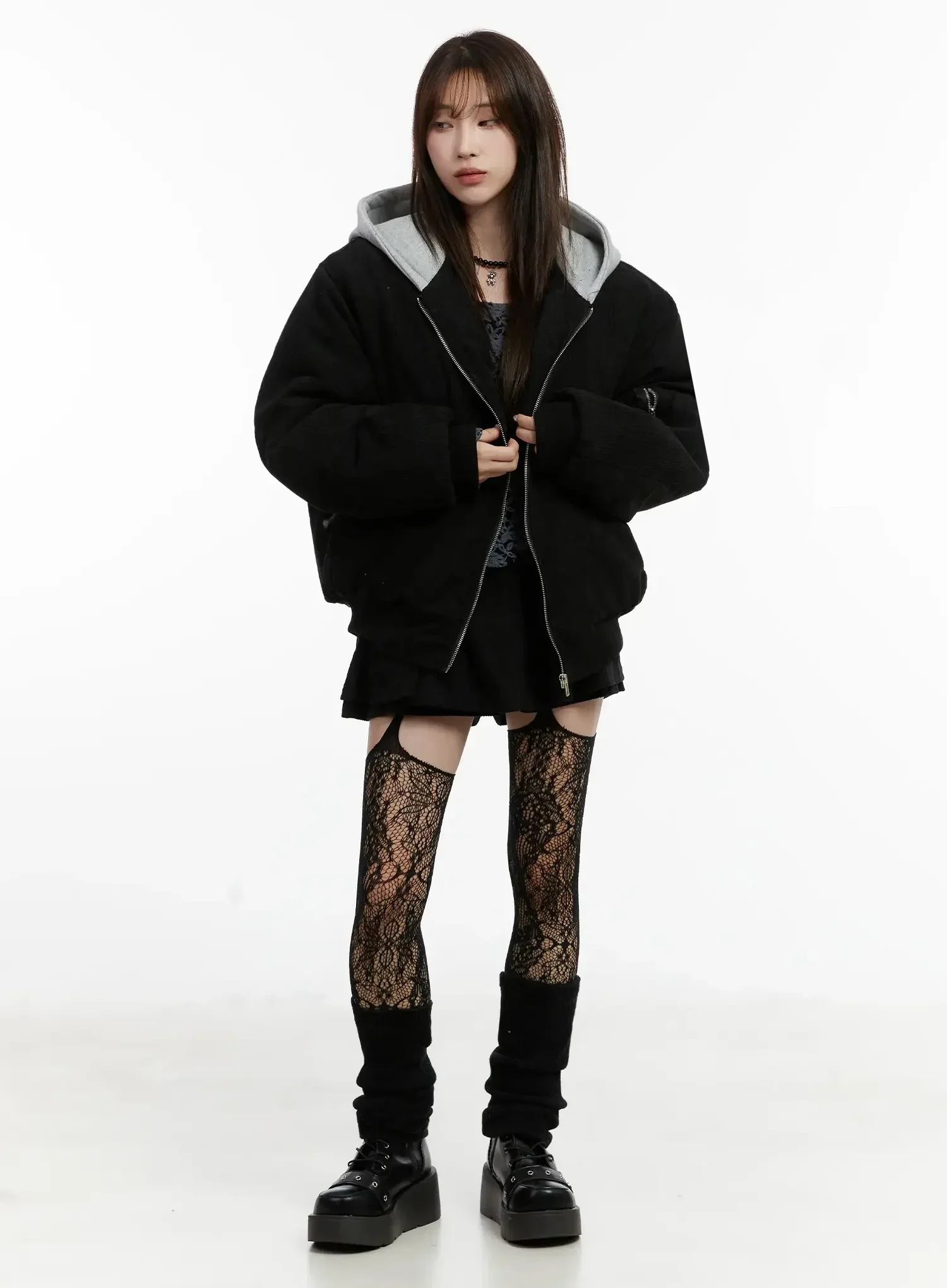 Corduroy Hooded Bomber Jacket IJ521 - Image 4
