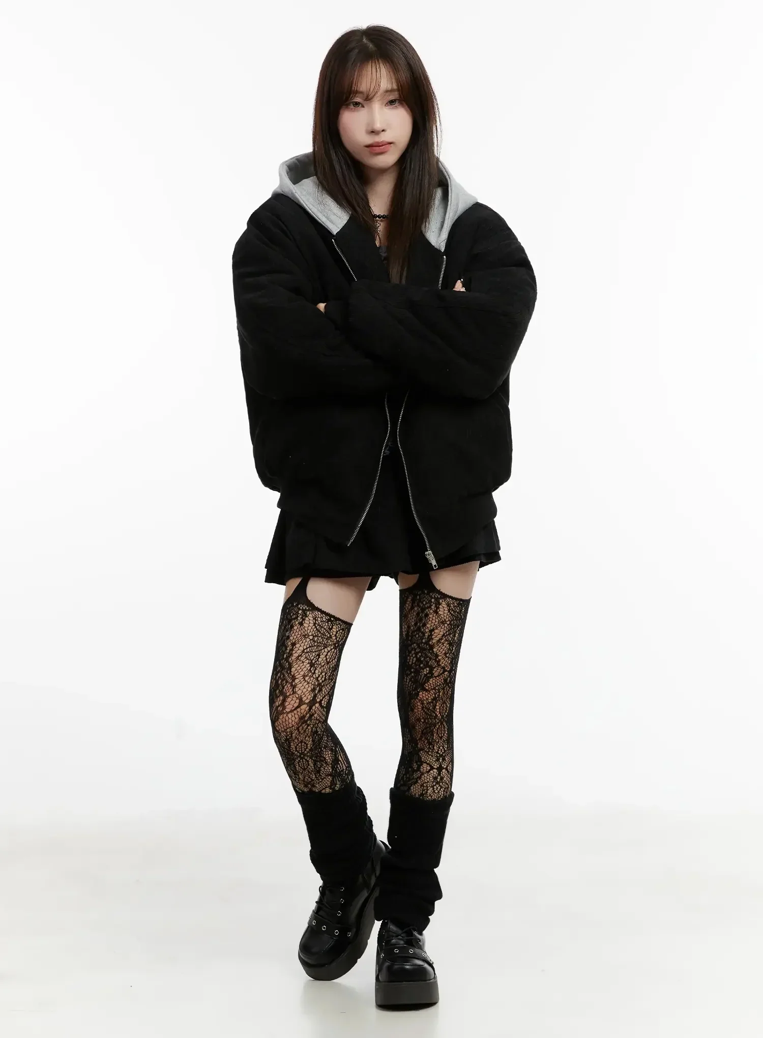 Corduroy Hooded Bomber Jacket IJ521 - Image 9