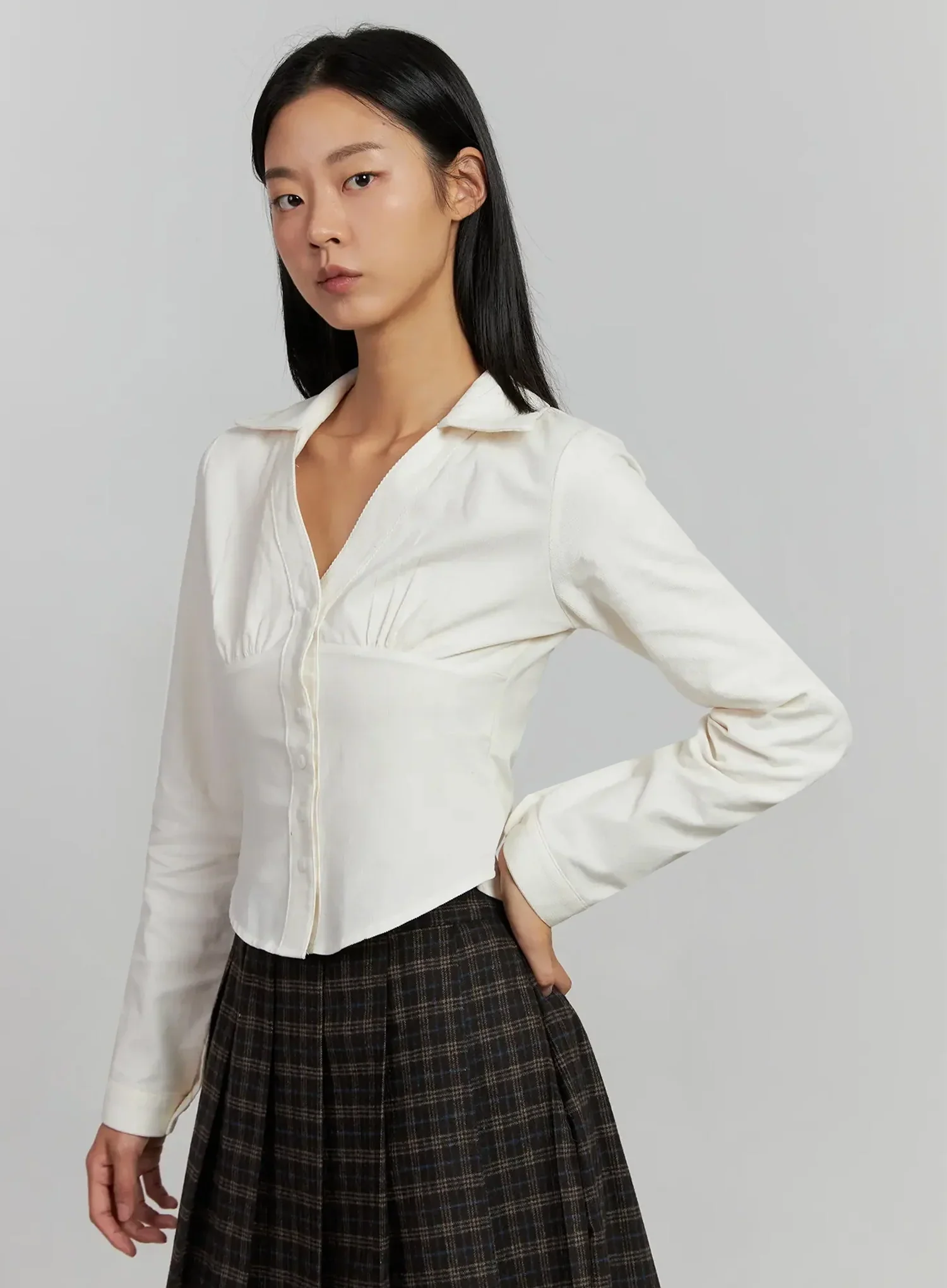 Corduroy Pintuck Blouse IJ502 - Image 2