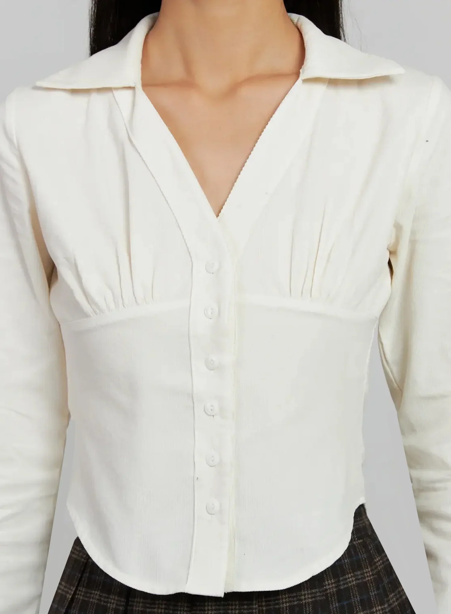 Corduroy Pintuck Blouse IJ502 - Image 3