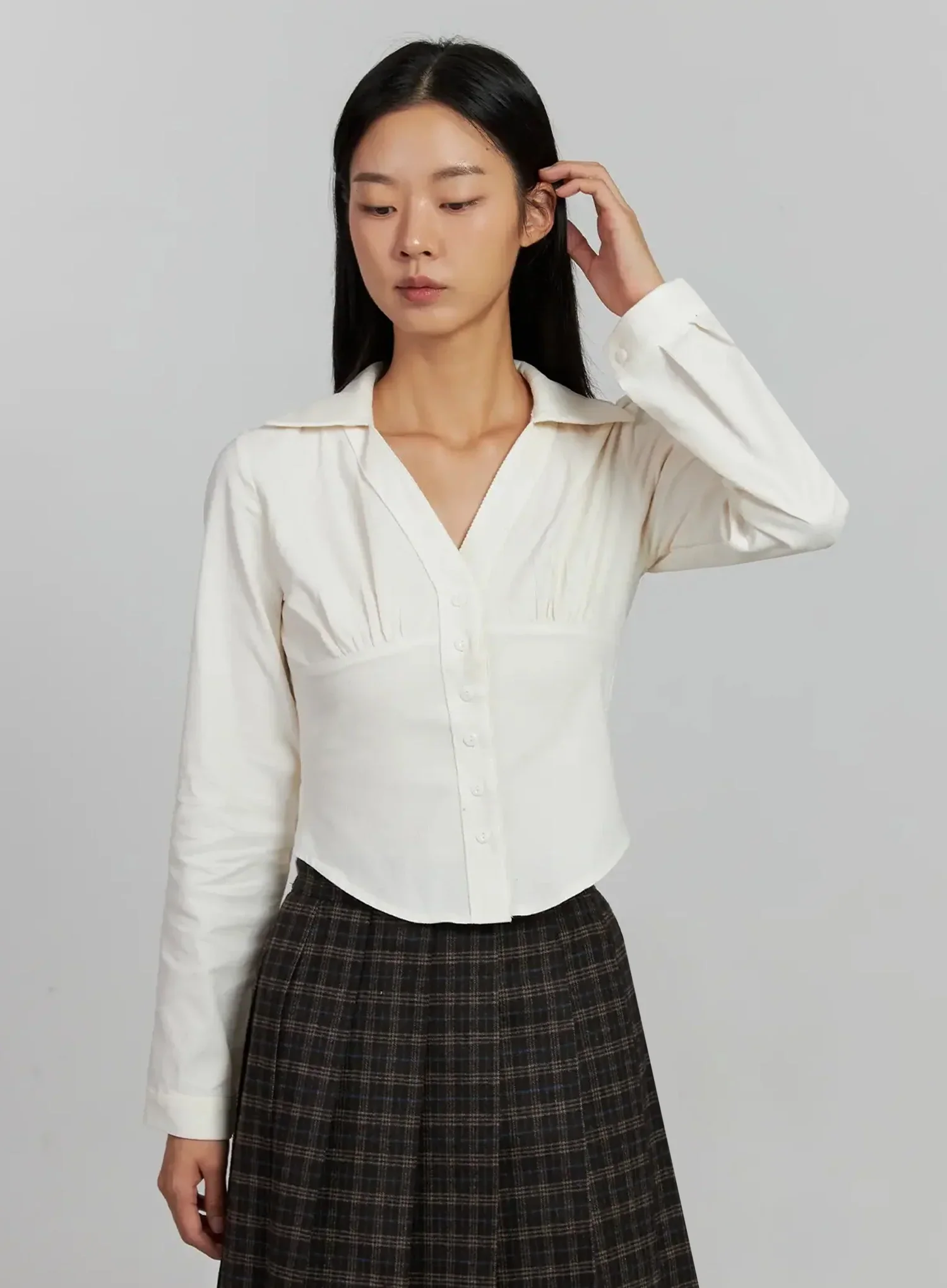 Corduroy Pintuck Blouse IJ502 - Image 8