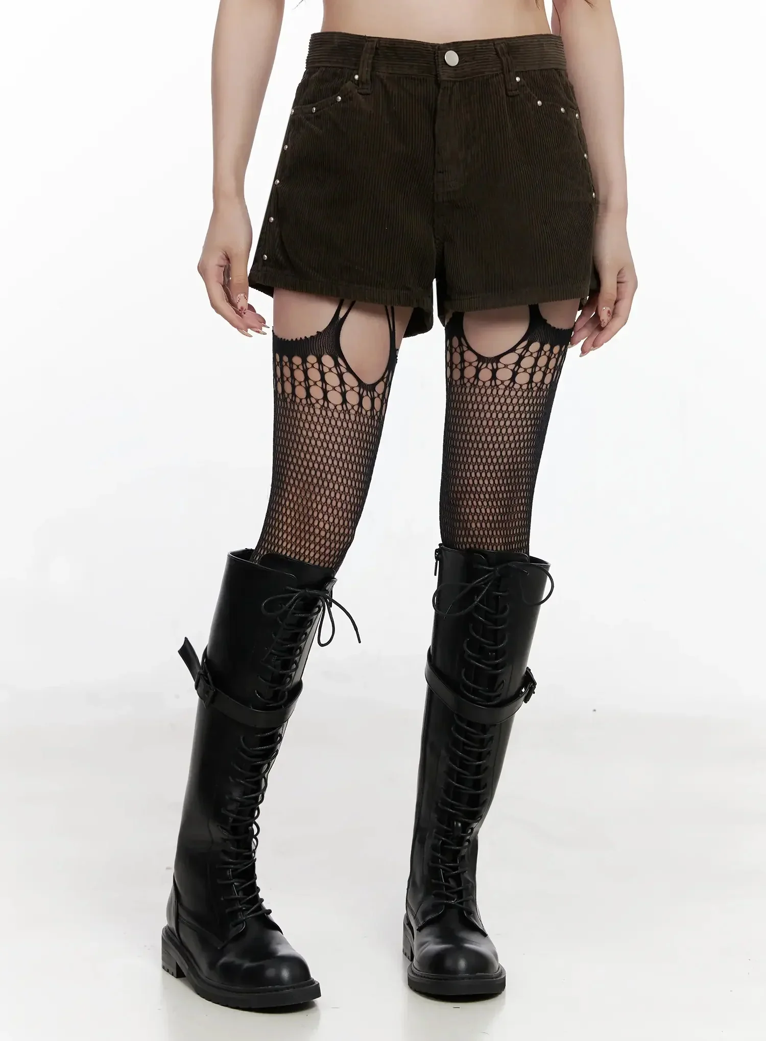 Corduroy Studded Shorts IN525 - Image 5