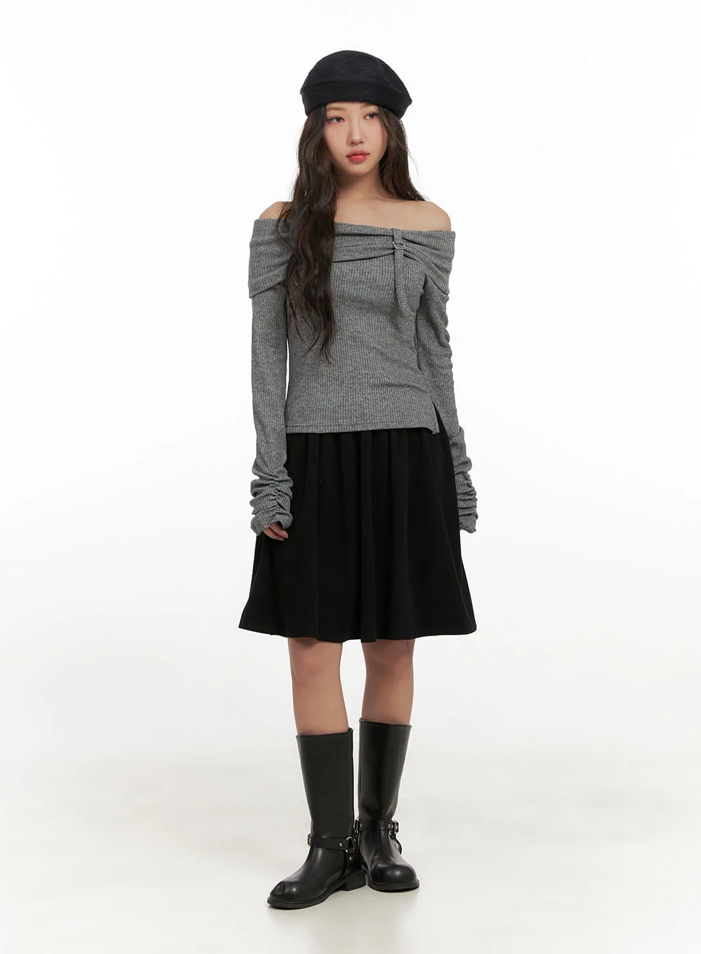 Coruduroy Flared Midi Skirt CN426 - Image 2