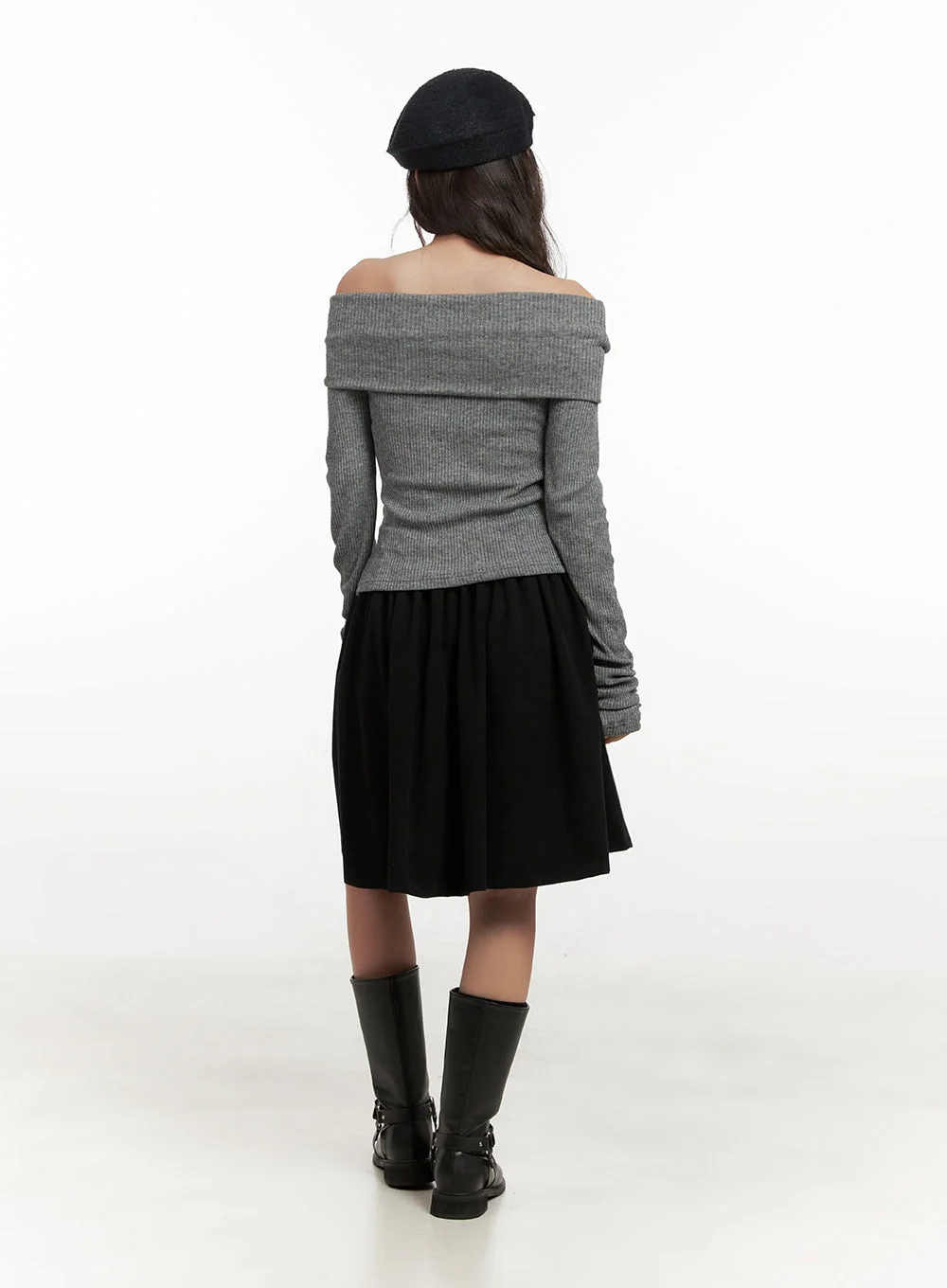 Coruduroy Flared Midi Skirt CN426 - Image 6