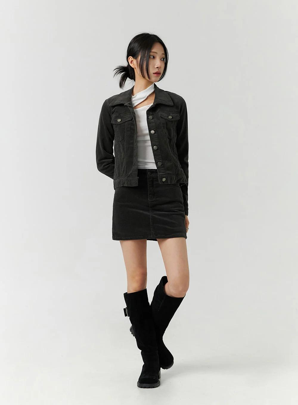Cotton Blend Button Cropped Jacket CJ303 - Image 15