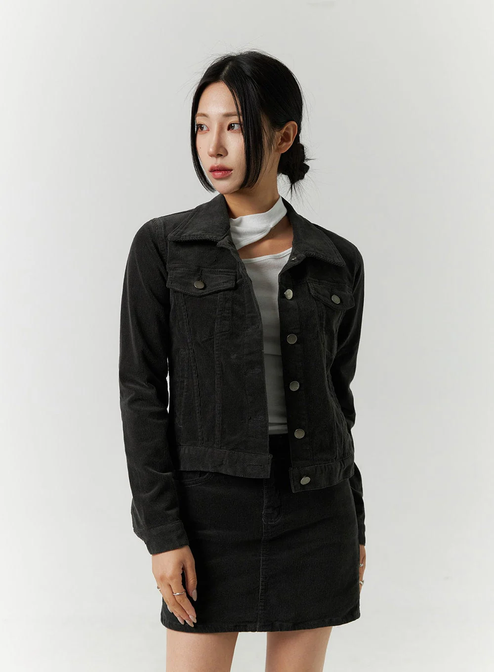 Cotton Blend Button Cropped Jacket CJ303 - Image 17