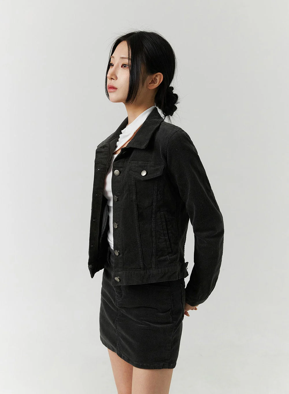 Cotton Blend Button Cropped Jacket CJ303 - Image 18