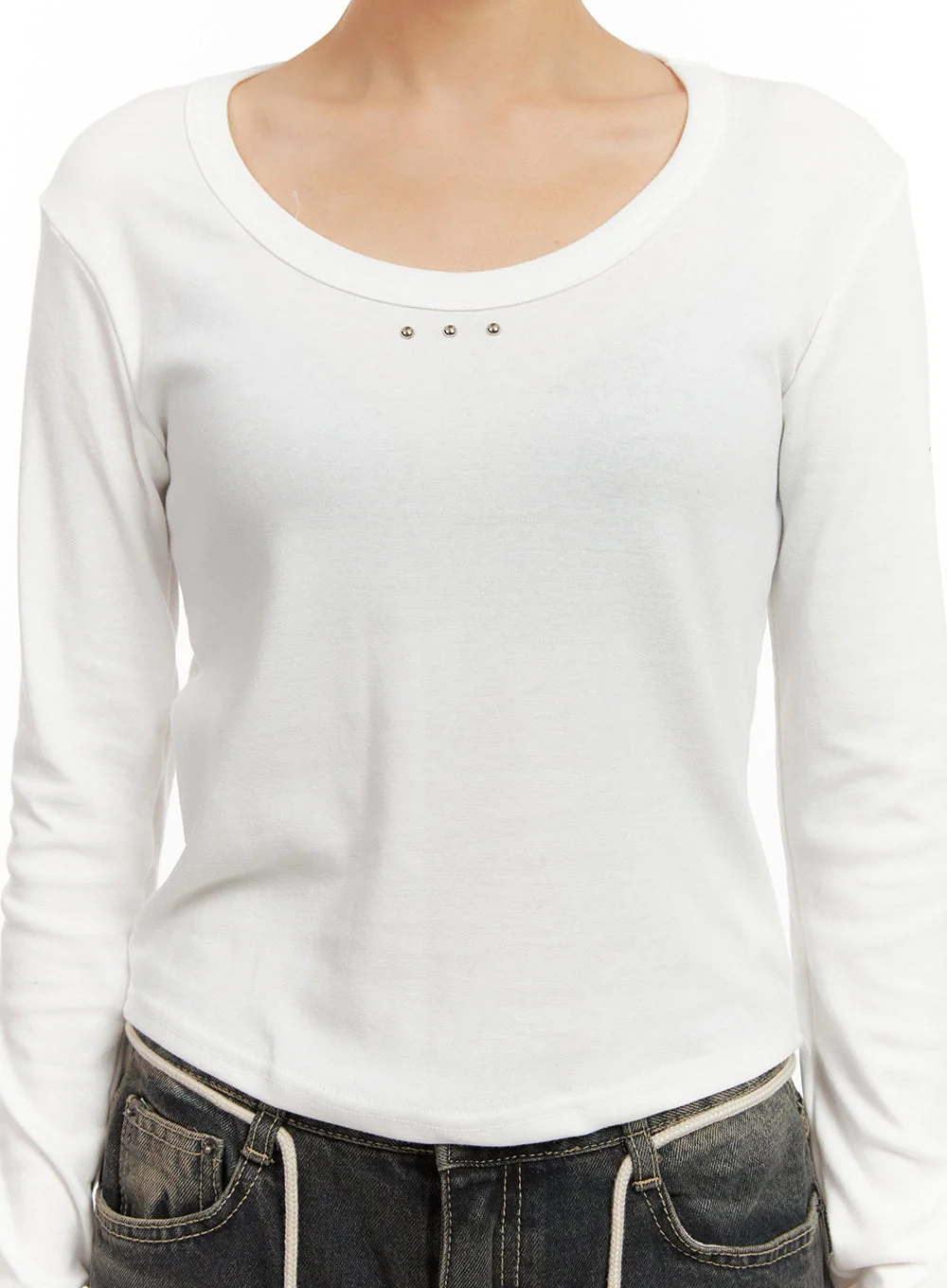 Cotton Blend Solid U Neck Top CD410 - Image 3