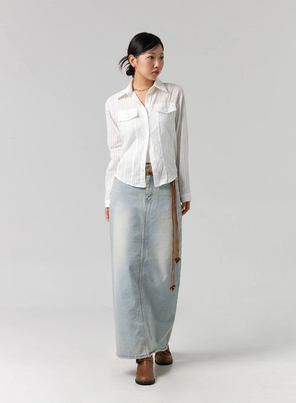 Cotton Collared Long Sleeve Shirt CG329 - Image 6