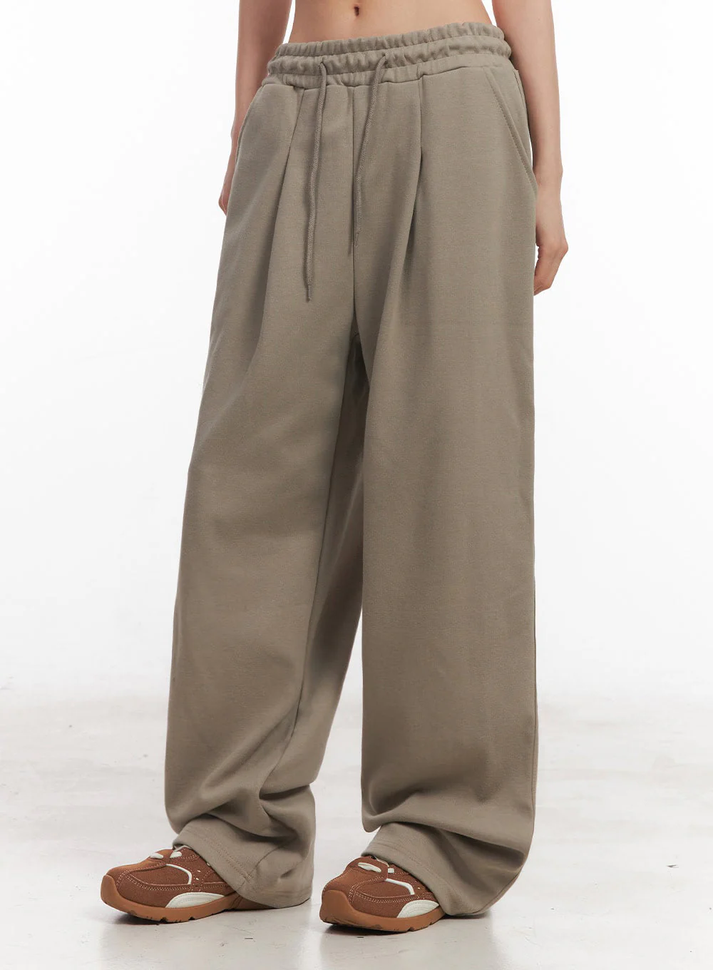 Cotton Pintuck Wide-Fit Sweatpants IY516 - Image 6