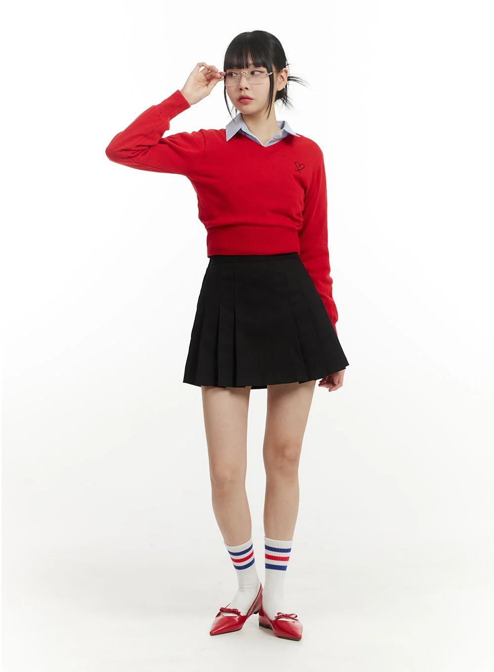 Cotton Pleated Mini Skirt IM406 - Image 3