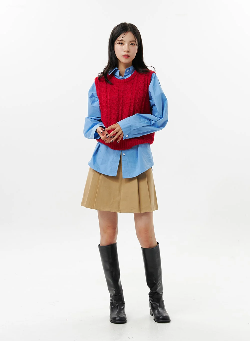 Cotton Pleated Mini Skirt OO312 - Image 6