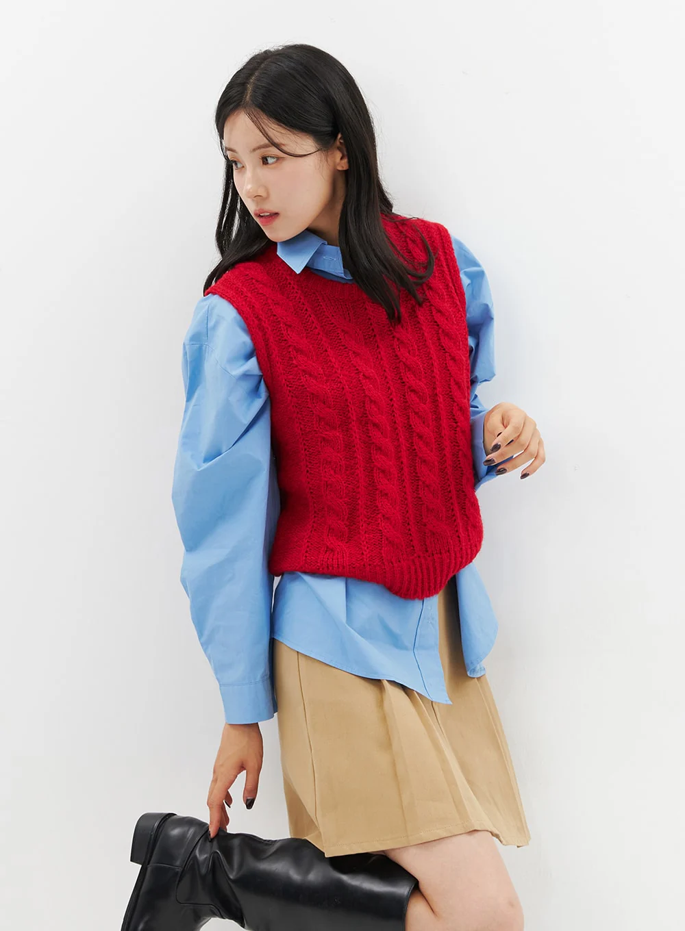 Cotton Pleated Mini Skirt OO312 - Image 9