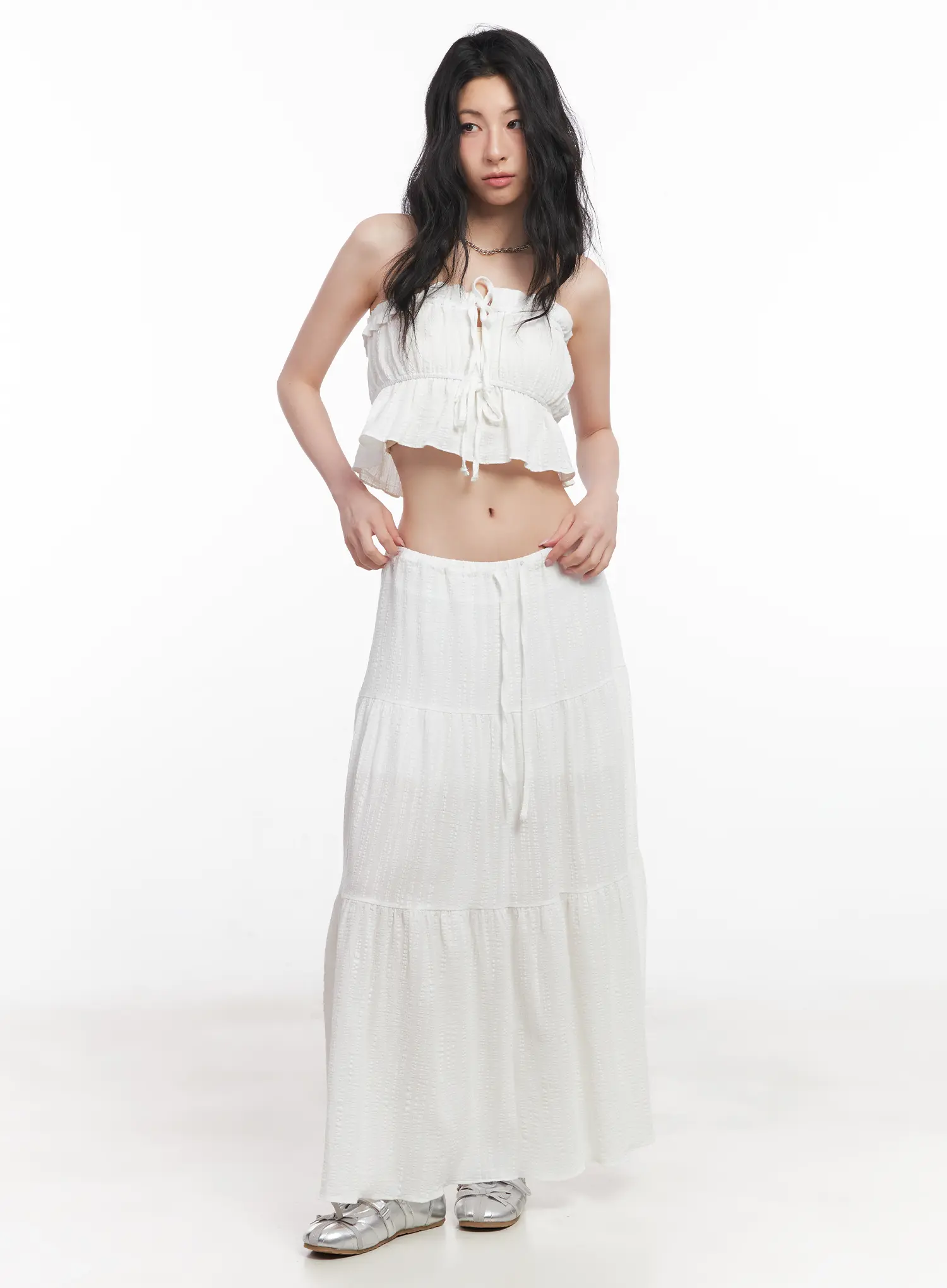 Cotton Tiered Maxi Skirt CU510 - Image 3