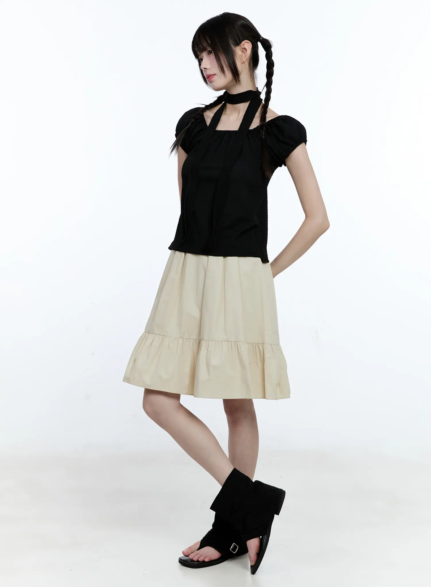 Cotton Tiered Midi Skirt CG507 - Image 4