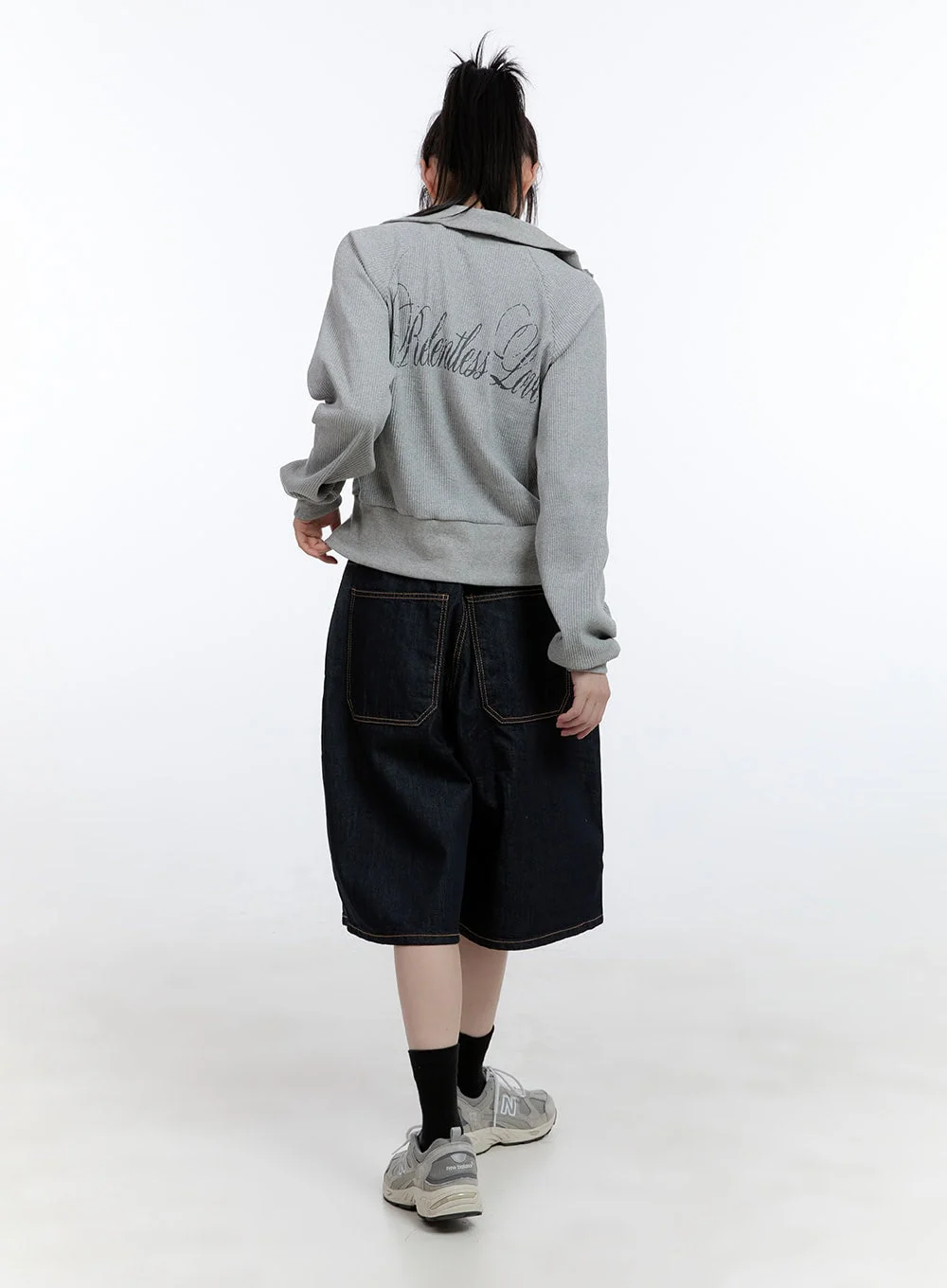 Cotton Two-Way Zip-Up Graphic Sweat Hoodie CG413 - Image 5