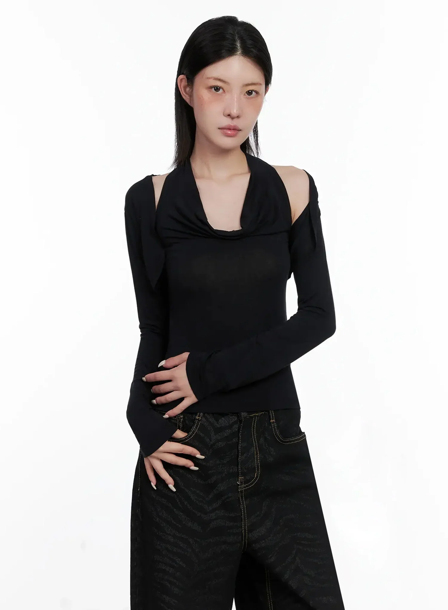 Cowl Neck Top Bolero Set IS508 - Image 13