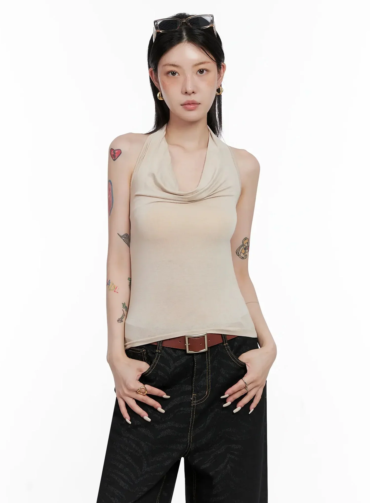 Cowl Neck Top Bolero Set IS508 - Image 3