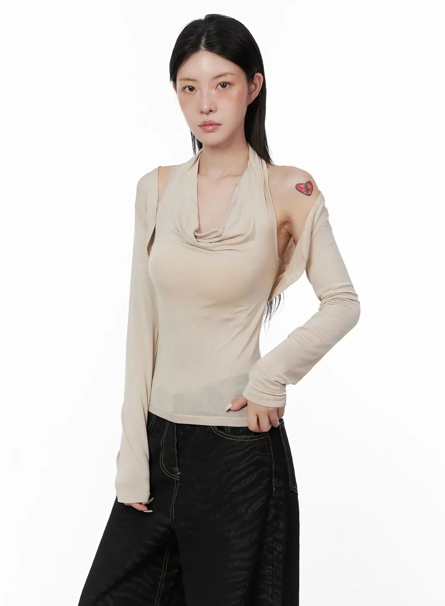 Cowl Neck Top Bolero Set IS508 - Image 9