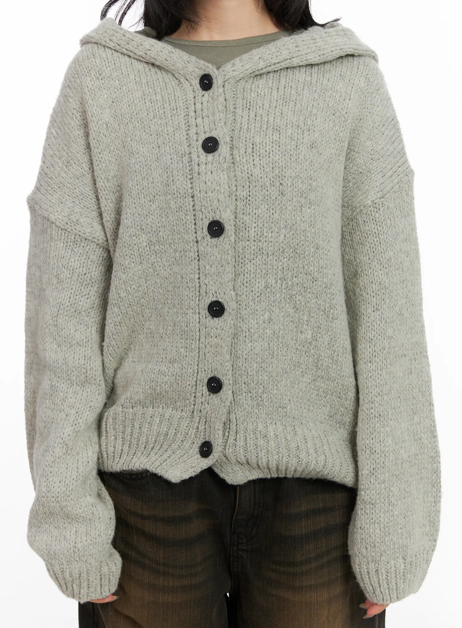 Cozy Button-Up Knit Hoodie CD508 - Image 4