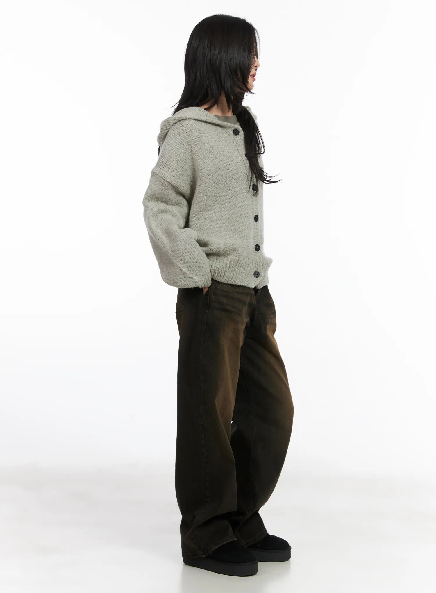 Cozy Button-Up Knit Hoodie CD508 - Image 7