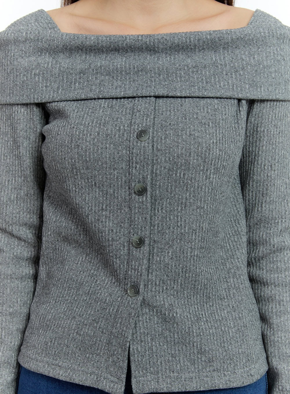 Cozy Buttoned Ribbed Sweater CF504 - Image 4